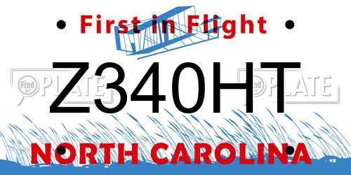 Z340HT North Carolina License Plate