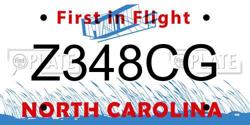 Z348CG North Carolina License Plate