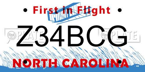 Z34BCG North Carolina License Plate