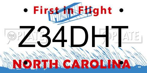 Z34DHT North Carolina License Plate