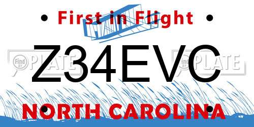 Z34EVC North Carolina License Plate