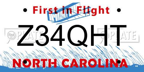 Z34QHT North Carolina License Plate