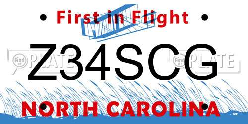 Z34SCG North Carolina License Plate