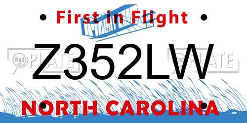 Z352LW North Carolina License Plate