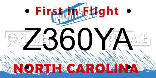 Z360YA North Carolina License Plate