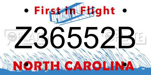 Z36552B North Carolina License Plate
