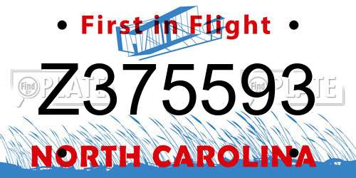 Z375593 North Carolina License Plate