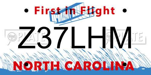 Z37LHM North Carolina License Plate