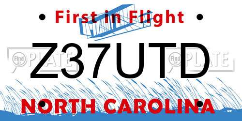Z37UTD North Carolina License Plate