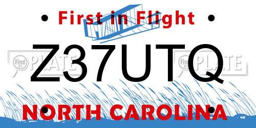 Z37UTQ North Carolina License Plate