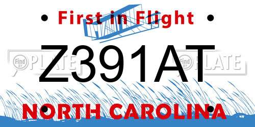 Z391AT North Carolina License Plate