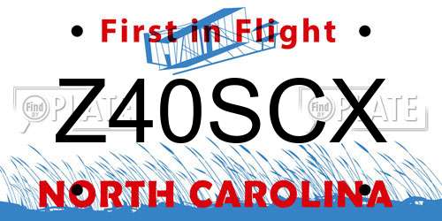 Z40SCX North Carolina License Plate
