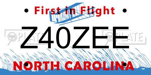 Z40ZEE North Carolina License Plate