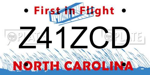 Z41ZCD North Carolina License Plate