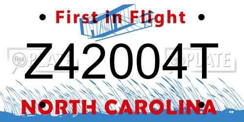 Z42004T North Carolina License Plate