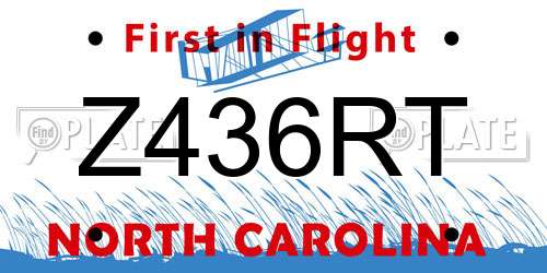 Z436RT North Carolina License Plate