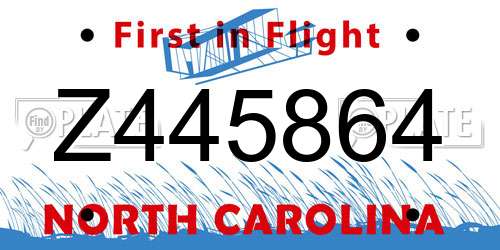 Z445864 North Carolina License Plate