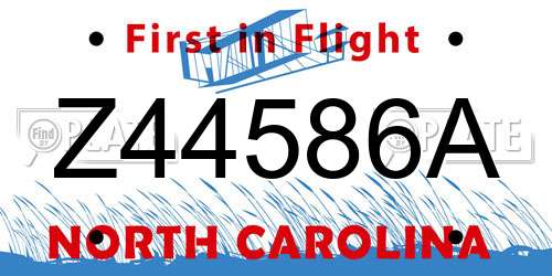 Z44586A North Carolina License Plate