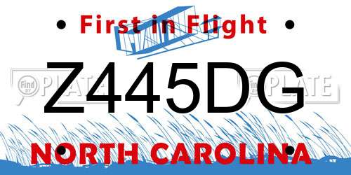 Z445DG North Carolina License Plate