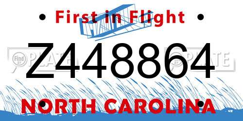 Z448864 North Carolina License Plate