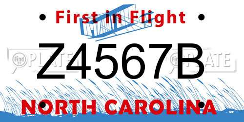 Z4567B North Carolina License Plate