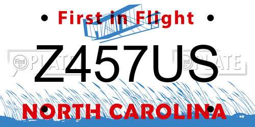 Z457US North Carolina License Plate