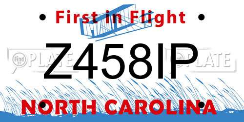 Z458IP North Carolina License Plate