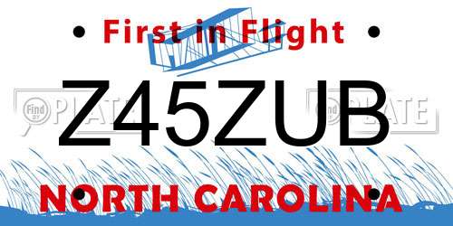 Z45ZUB North Carolina License Plate