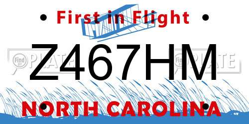 Z467HM North Carolina License Plate