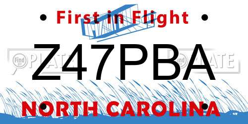Z47PBA North Carolina License Plate