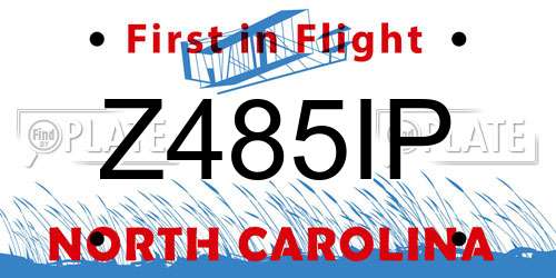 Z485IP North Carolina License Plate