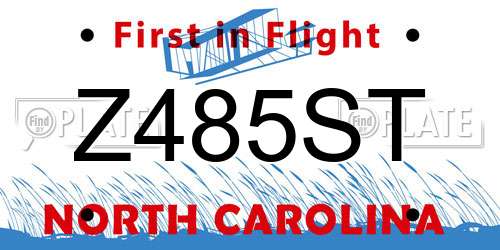 Z485ST North Carolina License Plate