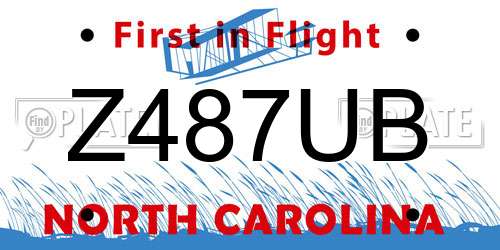 Z487UB North Carolina License Plate