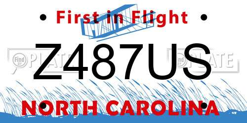 Z487US North Carolina License Plate