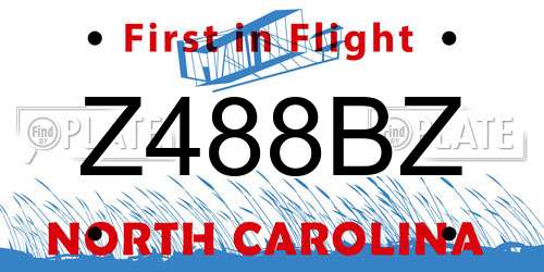 Z488BZ North Carolina License Plate