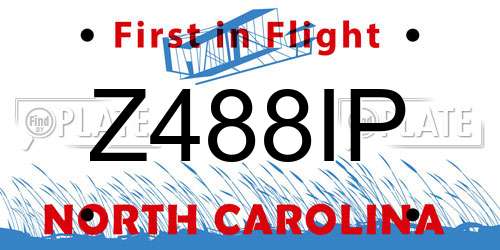 Z488IP North Carolina License Plate