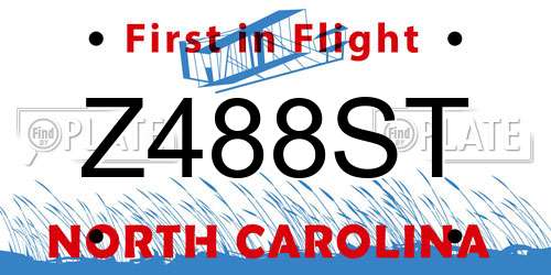 Z488ST North Carolina License Plate