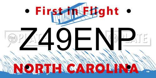 Z49ENP North Carolina License Plate
