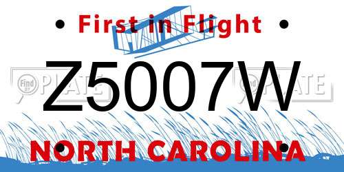 Z5007W North Carolina License Plate