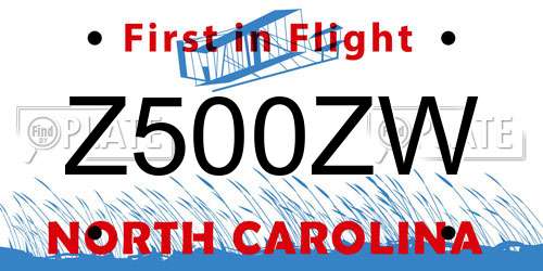 Z500ZW North Carolina License Plate