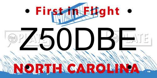 Z50DBE North Carolina License Plate
