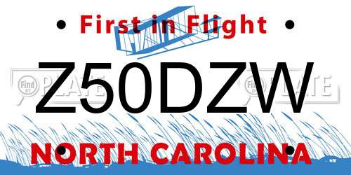 Z50DZW North Carolina License Plate