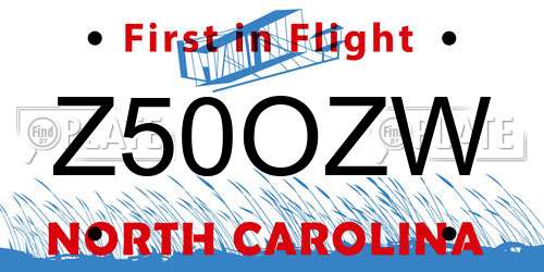 Z50OZW North Carolina License Plate