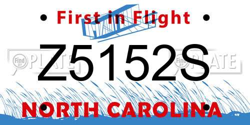 Z5152S North Carolina License Plate