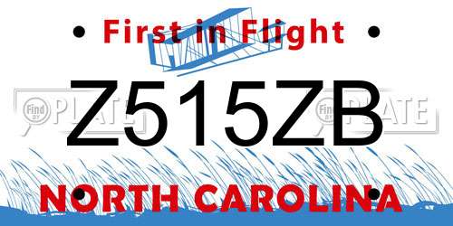 Z515ZB North Carolina License Plate