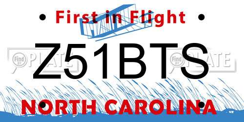 Z51BTS North Carolina License Plate