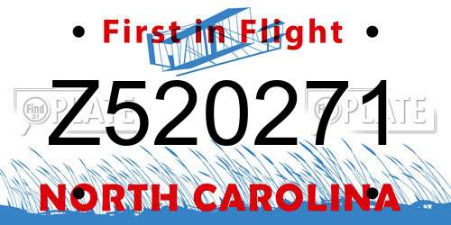 Z520271 North Carolina License Plate