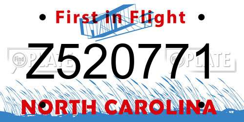 Z520771 North Carolina License Plate
