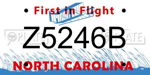 Z5246B North Carolina License Plate