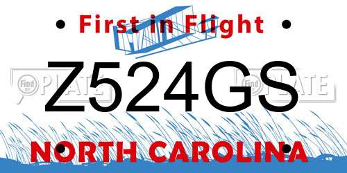 Z524GS North Carolina License Plate